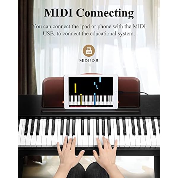 Eastar EK-10S Teclado de piano, 61 Teclas de Tamaño Estándar, Soporte de Piano Digital de Madera Maciza, Piano Eléctrico para Principiantes con Pedal de Sujeción y Soporte de Música, Regalo Esencial